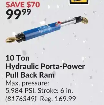 Princess Auto Power fist 10 ton hydraulic porta-power pull back ram offer