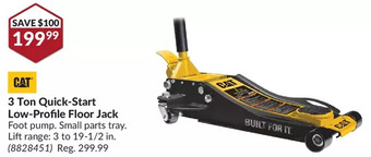 Princess Auto Cat 3 ton quick-start low-profile floor jack offer