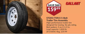 Princess Auto Gallant st205/75r15 5-bolt trailer tire assembly offer