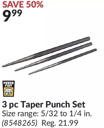 Princess Auto Power fist 3 pc taper punch set offer