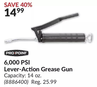 Princess Auto Pro.point 6,000 psi lever-action grease gun offer