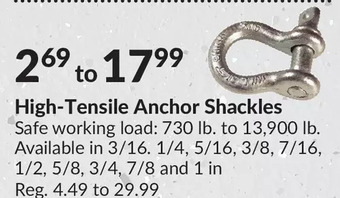 Princess Auto High-tensile anchor shackles offer