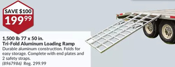 Princess Auto 1,500 lb 77 x 50 in. tri-fold aluminum loading ramp offer