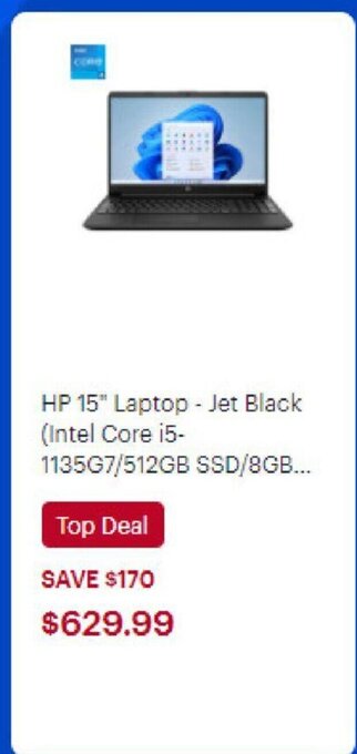 Best Buy HP 15'' laptop jet black intel core i5 offer