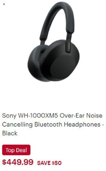 Best Buy Sony WH-1000XM5 over-ear noise cancelling bluetooth headphones black offer