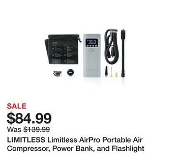TSC Stores Limitless airpro portable air compressor, power bank, and flashlight offer