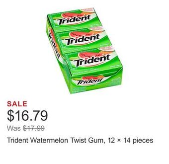 Costco Trident watermelon twist gum, 12 × 14 pieces offer