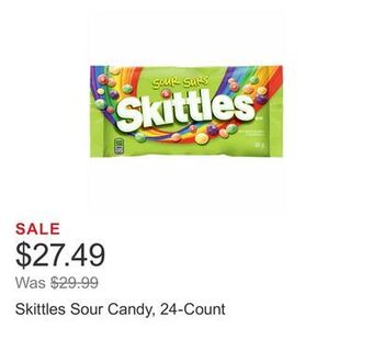 Costco Skittles sour candy, 24-count offer