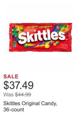 Costco Skittles original candy, 36-count offer