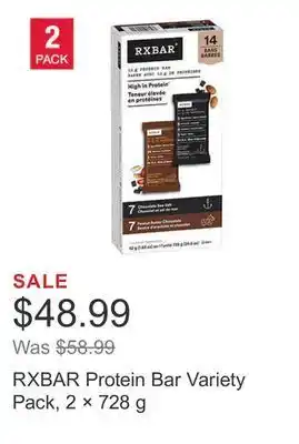 Costco Rxbar protein bar variety pack, 2 × 728 g offer