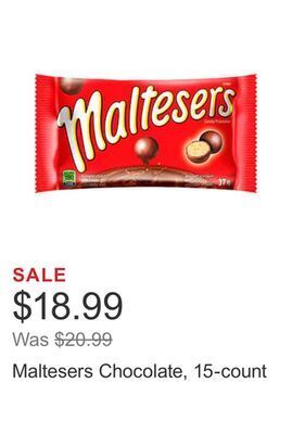 Costco Maltesers chocolate, 15-count offer