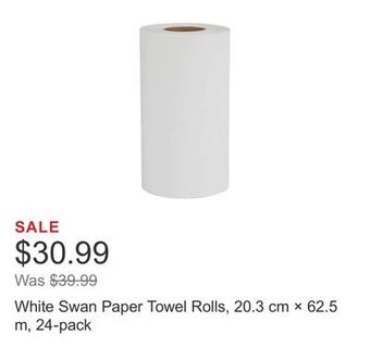 Costco White swan paper towel rolls, 20.3 cm × 62.5 m, 24-pack offer