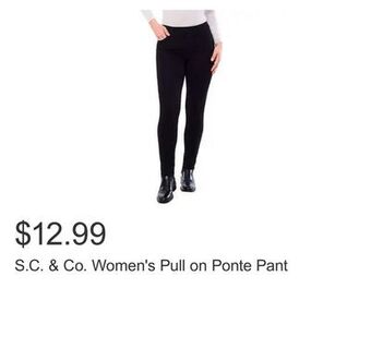 Costco S.c. & co. women's pull on ponte pant offer