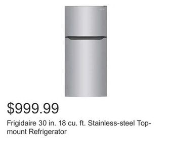 Costco Frigidaire 30 in. 18 cu. ft. stainless-steel top-mount refrigerator offer