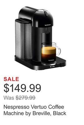Costco Nespresso vertuo coffee machine by breville, black offer