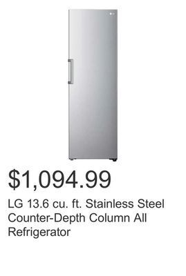 Costco Lg 13.6 cu. ft. stainless steel counter-depth column all refrigerator offer