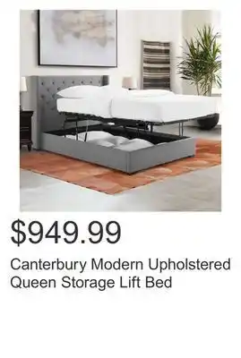 Costco Canterbury modern upholstered queen storage lift bed offer