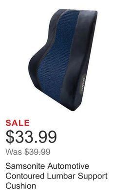 Costco Samsonite automotive contoured lumbar support cushion offer