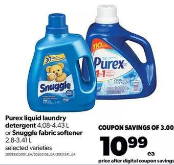 Real Canadian Superstore Purex liquid laundry detergent or snuggle fabric softener offer