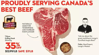 Longo's T-bone grilling steak offer