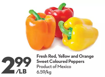 Longo's Fresh red, yellow and orange sweet coloured peppers offer