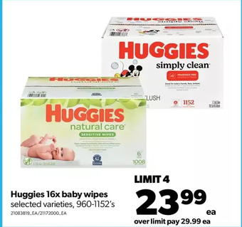 Real Canadian Superstore Huggies 16x baby wipes offer