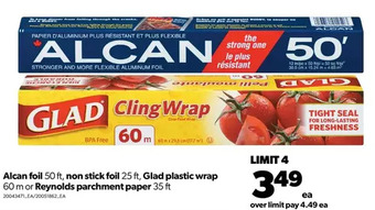Real Canadian Superstore Alcan foil, non stick foil, glad plastic wrap or reynolds parchment paper offer
