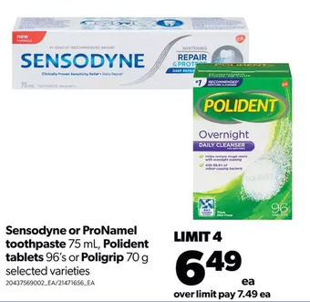 Real Canadian Superstore Sensodyne or pronamel toothpaste, polident tablets or poligrip offer