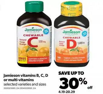 Real Canadian Superstore Jamieson vitamins b, c, d or multi-vitamins offer