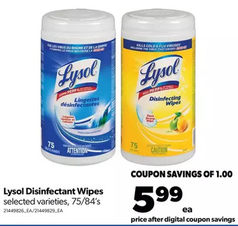 Real Canadian Superstore Lysol disinfectant wipes offer