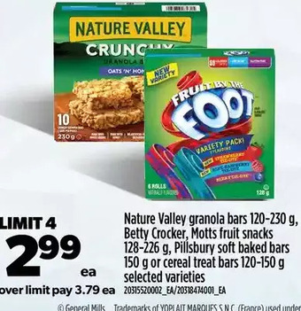 Real Canadian Superstore Nature valley granola bars, betty crocker, motts fruit snacks, pillsbury soft baked bars or cereal treat bars offer