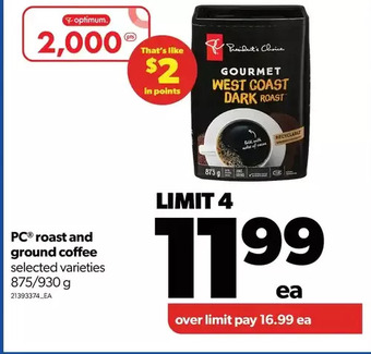 Real Canadian Superstore Pc roast and ground coffee offer