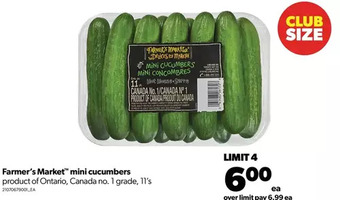 Real Canadian Superstore Farmer's market mini cucumbers offer