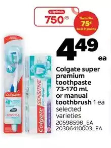 Real Canadian Superstore Colgate super premium toothpaste or manual toothbrush offer
