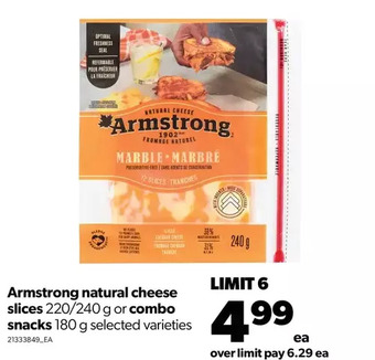 Real Canadian Superstore Armstrong natural cheese slices or combo snacks offer