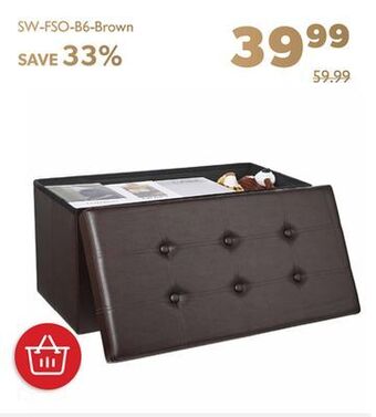 Shopper+ Folding storage ottoman foot rest coffee table stool faux leather organizer 1pc - sortwise offer