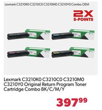 Shopper+ Lexmark c3210k0 c3210c0 c3210m0 c3210y0 original return program toner cartridge combo bk/c/m/y offer