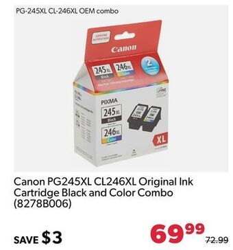 Shopper+ Canon pg245xl cl246xl original ink cartridge black and color combo (8278b006) offer
