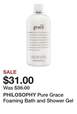Sephora Pure grace foaming bath and shower gel offer