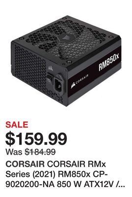 Newegg Corsair rmx series (2021) rm850x cp-9020200-na 850 w atx12v / eps12v 80 plus gold certified full modular power supply offer