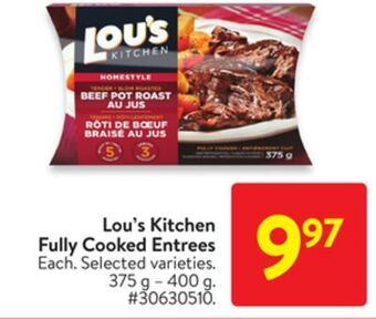 Walmart Lou's kitchen fully cooked entrees offer