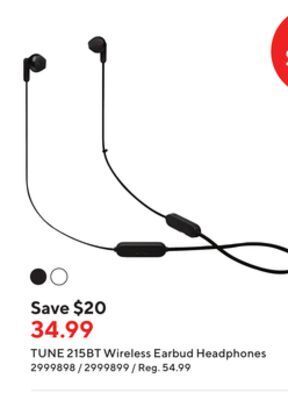Staples Jbl tune 215bt wireless earbud headphones offer