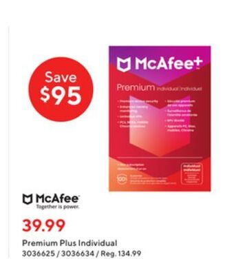 Staples Mcafee+ premium plus individual offer