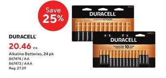 Staples Duracell alkaline batteries, 24 pk offer