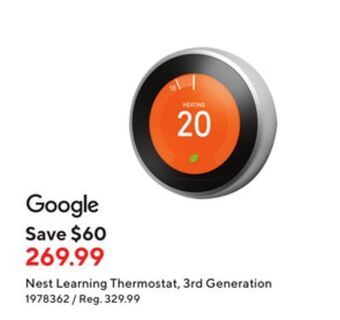 Staples Google nest learning thermostat, 3rd generation offer