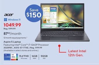 Staples Acer aspire 5 laptop offer