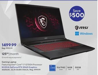 Staples Msi gaming laptop offer