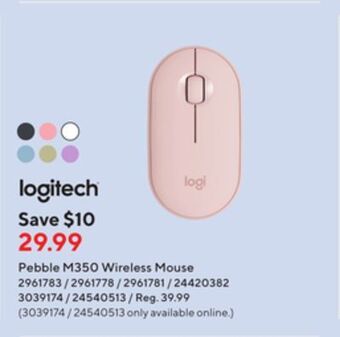 Staples Logitech pebble m350 wireless mouse offer