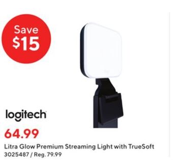 Staples Logitech litra glow premium streaming light with truesoft offer
