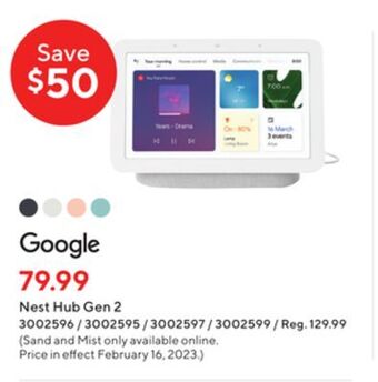 Staples Google nest hub gen 2 - chalk offer